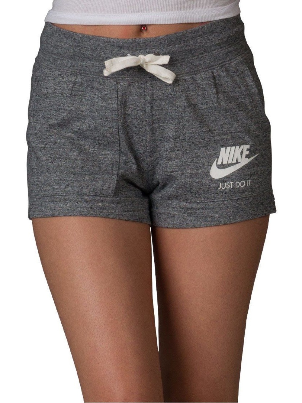D-2 Nike Women's Gray Athletic Fleece Shorts with White Logo